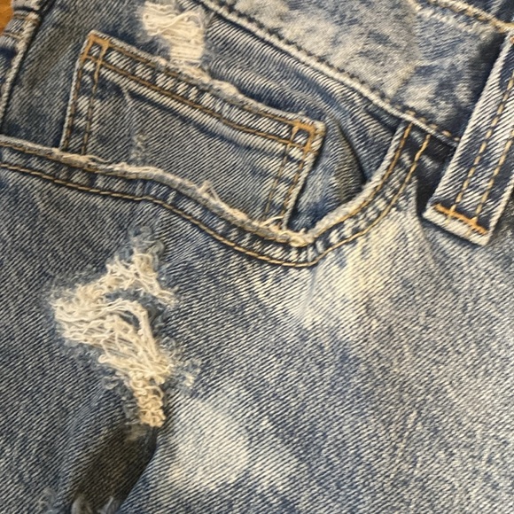 Silver Distressed Denim Shorts Jorts - Picture 2 of 5